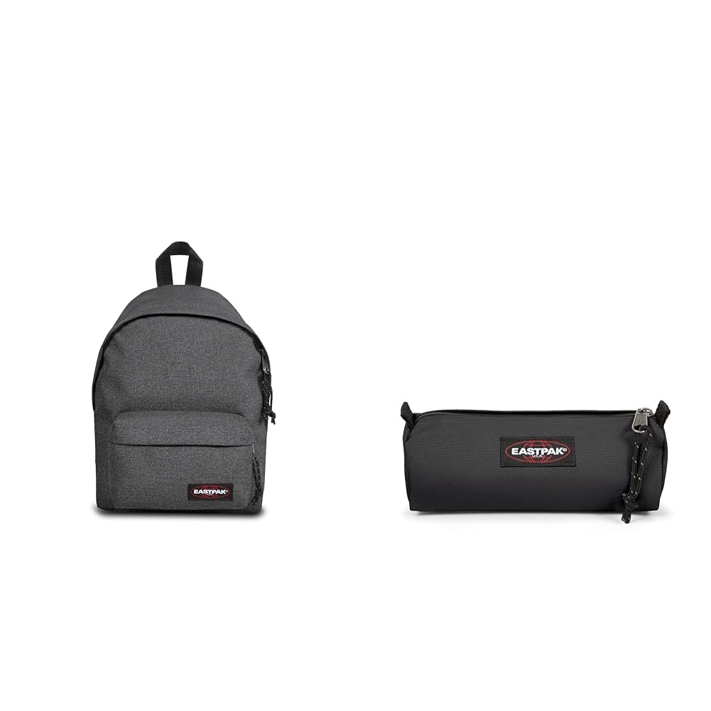 EASTPAK ORBIT XS Sac à Dos Mini, 27 L - Black Denim (Gris) & BENCHMARK Single Trousse, 27 L - Black (Noir)