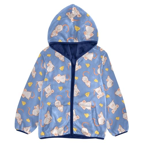 Mouse Mice Cheese Toddler Fleece Jacket Baby Boys Hooded Zipper Long Sleeve Thick Warm Outerwear 3-10 Years