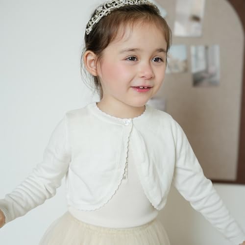 Girls Long Sleeve Bolero Cardigan Kids Cropped Shrug Knit Sweaters 1-14 Years3