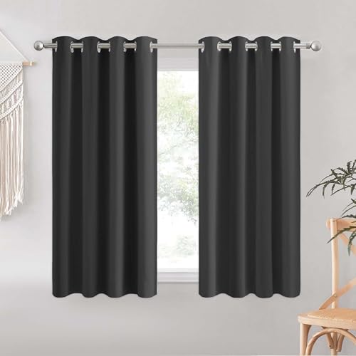Aspire Homeware Blackout Curtains for Bedroom - Thermal Eyelet Grey Curtains Window Treatments Super Soft Ring Top Living Room Curtain & Drapes 2 Panels 46 x 54 inch Drop - Image 3