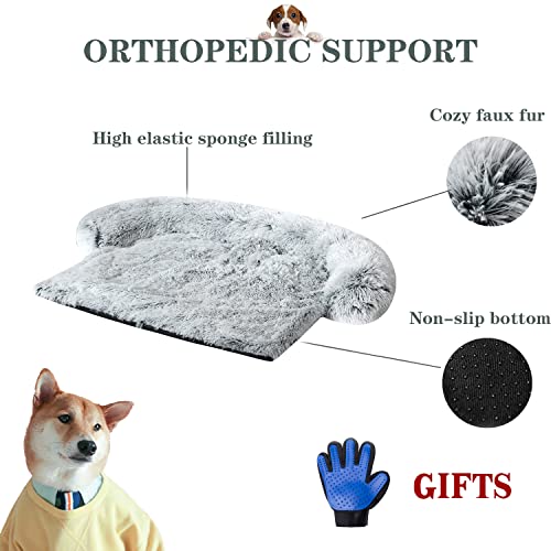 Tinaco Luxurious Calming Dogs/Cats Bed Mats, Washable Removable Couch Cover, Plush Long Fur Mat For Pets, Waterproof Lining, Perfect For Small, Medium And Large Dogs And Cats (Gradient Gray, Xxl) #TOP2