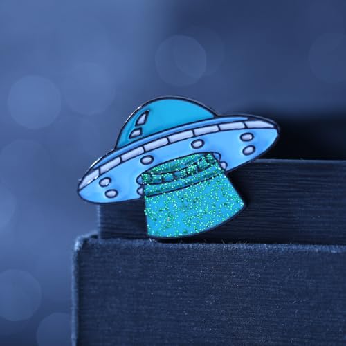 Image of Blue Alien Spacecraft Enamel Pin Collect Cute Arts Metal Cartoon Brooch Backpack Clothes Collar Minimalism Lapel Badges Jewelry