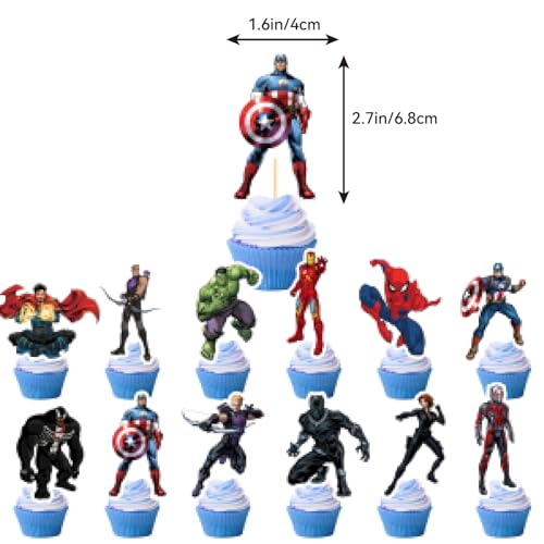 Xinbalulu OP855414 25Pcs Superhero Cake Topper Superhero Themed Cupcake Topper Birthday Decorations thumb #2