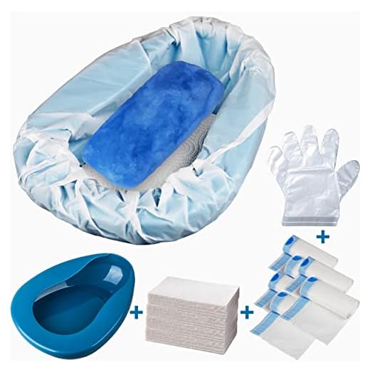 MINIVON Bedpan Set with 30 Disposable Liners, Super Absorbent Pads and Gloves - Pack 30 Count - Bed Pan for Elderly Women Females Bedridden Patients, Bedpan for Men