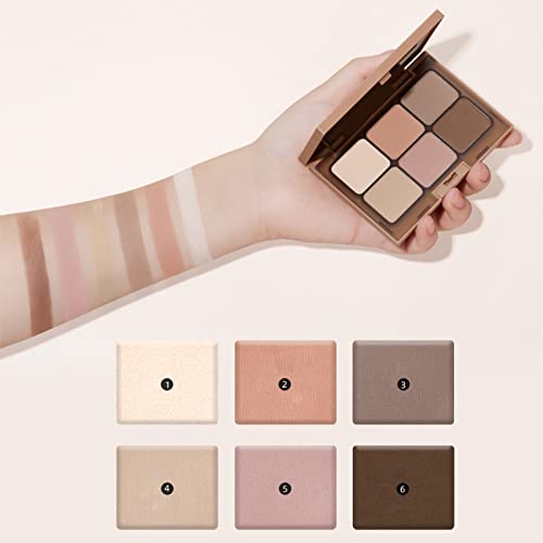 Erinde Matte Shimmer Eyeshadow Palette Makeup - 6 Taupe & Brown Matte Neutral Shades, Ultra-Blendable, Rich Colors, Velvety Texture, Makeup Set Includes Mirror & Brush, Great For Travel #TOP3