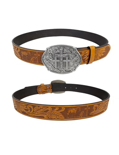 TOPACC Cowboy Belts for Men Women with Western Cross Buckle Cowgirl Country Belt for Jeans Pants4