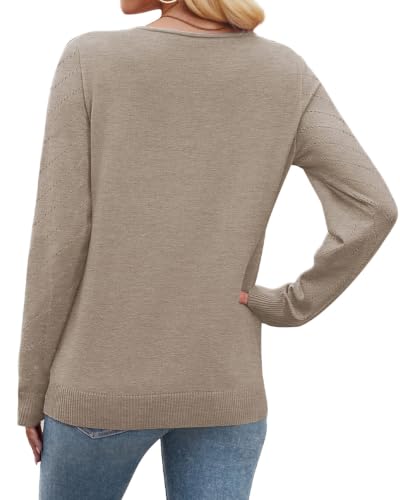 Image of WIHOLL Sweaters for Women V Neck Casual Knit Long Sleeve Tops Lightweight Pullover Clothes Fall Fashion Outfits 2026