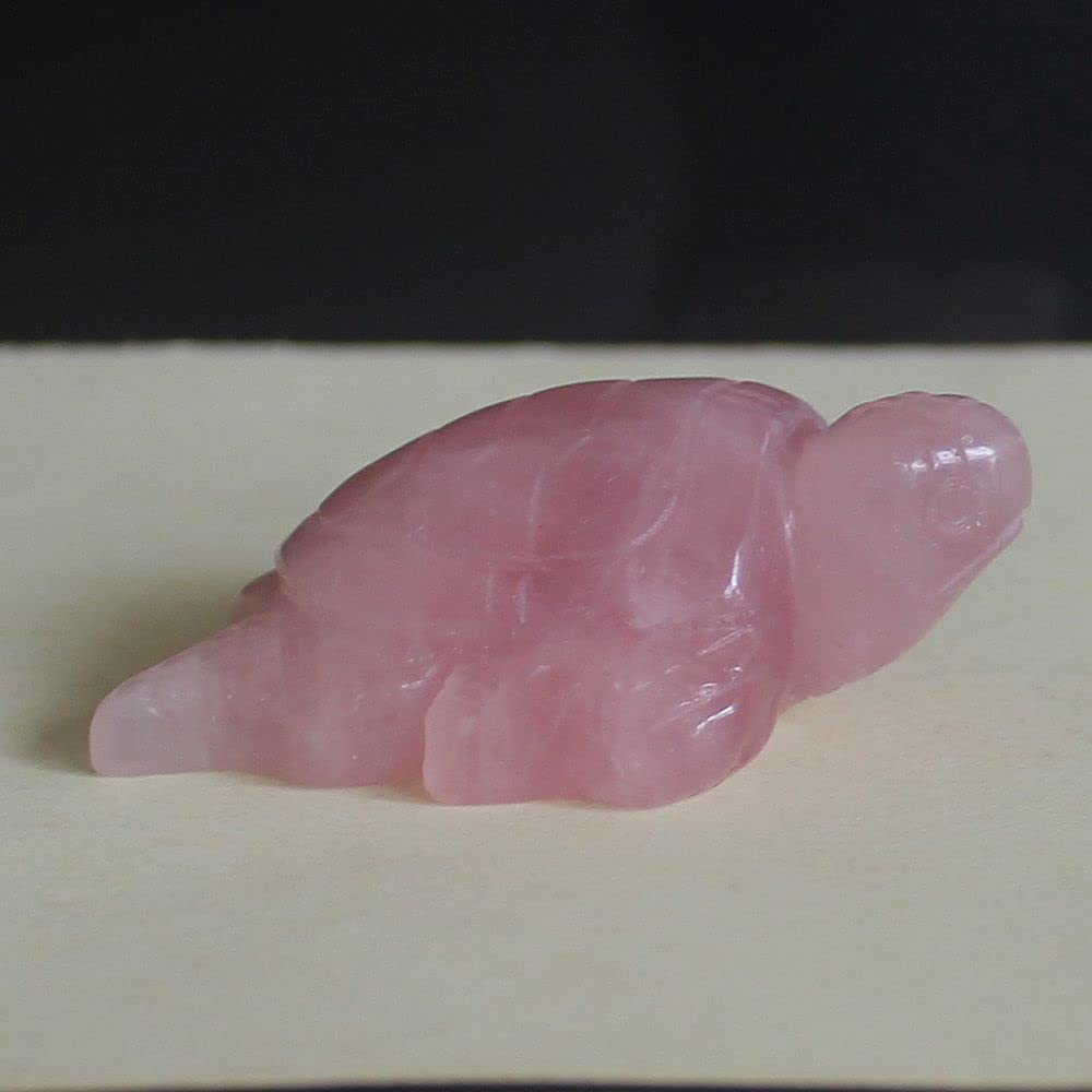 2'' Hand Carved Gemstone Crystal sea Turtle Figurine Animal Carving Statue Home Decor (Rose Quartz)