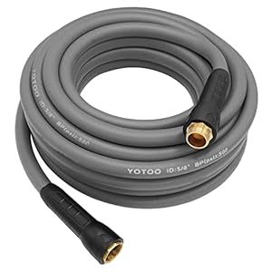 YOTOO Heavy Duty Hybrid Garden Water Hose 5/8-Inch by 50-Feet 150 PSI Kink Resistant, Flexible with Swivel Grip Handle and 3/4″ GHT Solid Brass Fittings, Gray