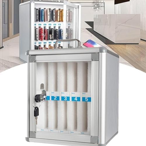 Wall-Mounted Cell Phone Storage Locker, Durable Aluminum Alloy Cabinet for Schools & Offices, 12 Slot Organizer, Secure Mobile Device Storage Solution