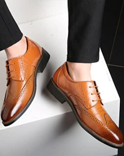 Mens Brogues Genuine Leather Shoes Wingtip Oxfords Classic Monk Shoe Wedding Lace-ups Fashion Party Shoes Formal Derbys