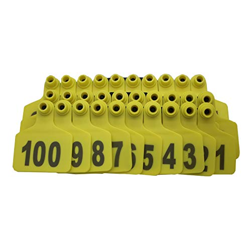 Com clipe de perna de pássaro numerado anel ultraleve de plástico 100 peças placa de orelha de gado