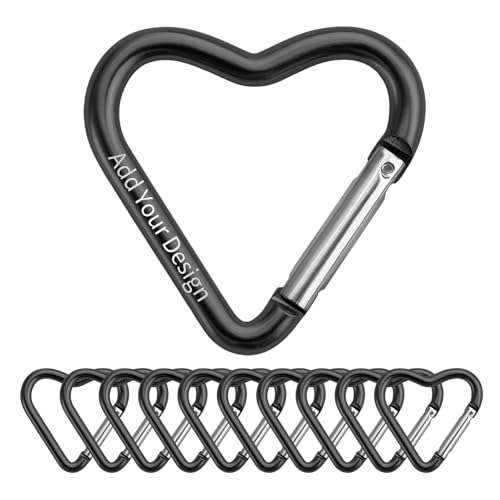 Aspire 10 PCS Custom Heart Carabiners Aluminum Keychain Clip