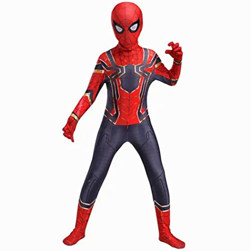 Hejo Home Kinder Kostüm Spider Spinne Child Man Men Anzug Rot-Blau Größe 3-11 Jahre Fasching Karneval Cosplay, 110 Cover
