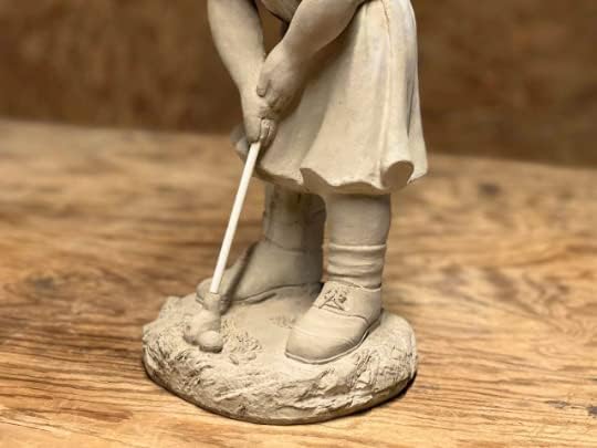 Golfer Golf Girl Statue Concrete Playing Girl Figure Outdoor Garden Woman Sculpture