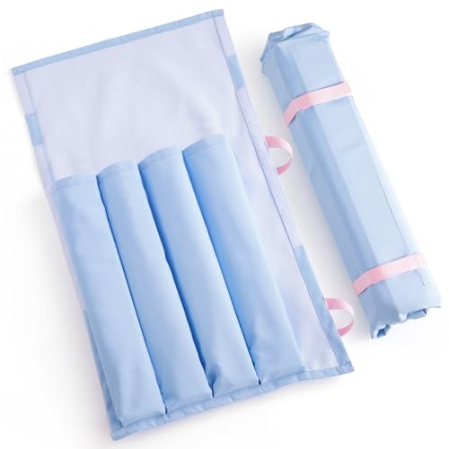 magic sewing machine Mahjong Rack Bag - Roll & Go Canvas Sleeve Organizer Fits 4 Racks and Pushers Travel Mahjong Accessories and Gifts for Club & Game Night Case Only (Blue)