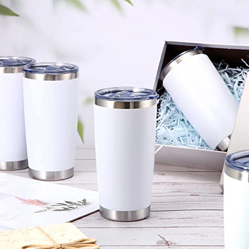 Sieral 36 Packs 20 Oz Stainless Steel Tumbler Bulk With Lid Vacuum Double Wall Insulated Travel Coffee Mug Powder Coated Insulated Tumbler Cup For Christmas Wedding Birthday Party Favor Gifts (White) #TOP2