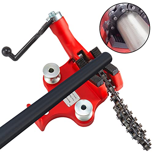 Mophorn Screw Bench Chain Vise 1/8 to 5-Inch Pipe Capacity, Heavy Duty Bench Chain Pipe Vise with Crank Handle, Neoprene-Coated Jaw, Cast Iron Material Ideal for a Variety of Pipes by VEVOR - Image 2