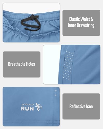 AODULO Youth Boys Athletic Shorts Size 16 Running Soccer Basketball Baseball Active Quick Dry Golf Track Gym Shorts Zipper Pockets Blue — view 5
