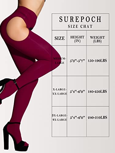 Image of SUREPOCH Suspender Tights for Women Plus Size Garter Belt White Control Top Pantyhose