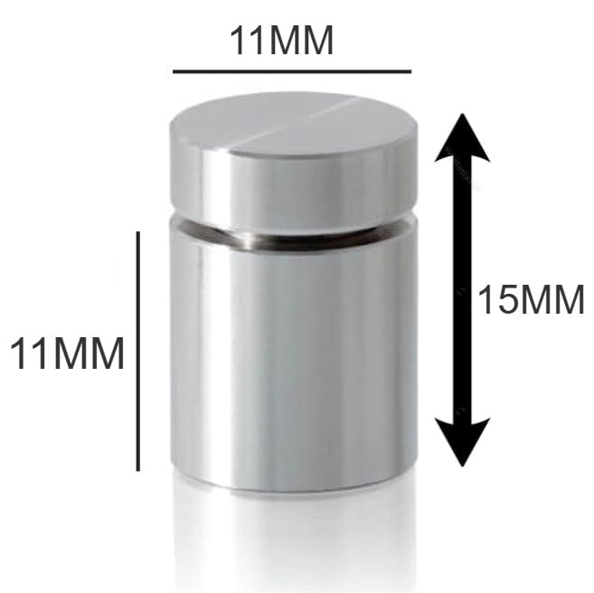 Image of Stainless Steel Stud Spacer for Glass, Acrylic, Mirror, Table Tops and Panel Mounting - Size 11MM Diameter x 11MM Height (1 /2 inch x 1 /2 inch)- Heavy Duty Premium SS Fitting - 1 Piece (100)