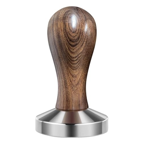 Flexzion Coffee Tamper Machine 58Mm Diameter Stainless Steel Flat Base Grip Handle Barista Espresso Bean Press Tool in Silver Kitchen Accessories 1 58mm Base Wood
