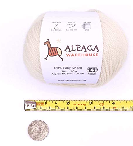 100% Baby Alpaca Yarn Wool Set Of 3 Skeins Lace Worsted Bulky/Chunky Weight - Heavenly Soft And Perfect For Knitting And Crocheting (Ivory, Dk - 109 Yds/100 Mts - 50 Grms (1.76 Oz)/Skein) #TOP7