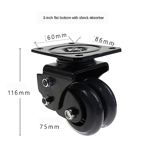 Roulette universelle mécanique amortisseur robuste pour chariot 2" - 3