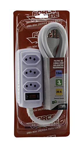 FILTRO DE LINHA 3 TOMADAS 1,5M 20A Force Line BRANCO