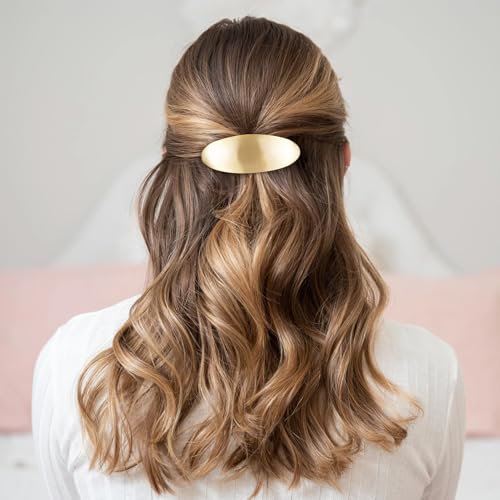 Pndeyo Presilhas de cabelo francesas de metal para mulheres, grampo de cabelo oval grande antiderrap