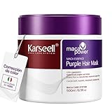 Karseell MACA CARE SYSTEM Mascarilla Capilar Violeta 500ml Matizadora Pelo Rubio Platino Decolorado Canas Antiamarillo Corrector Tono Hidratación Profunda Colágeno Reparación Cabello Castigado