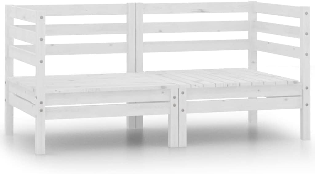 2-Seater Modular Garden Sofa, Solid Pinewood Patio Loveseat with Matte White Finish, Versatile Indoor Outdoor Furniture for Terrace, Balcony, and Living Room
