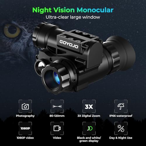 Goyojo MAKIT-81201 Night Vision Goggles Head Mounted Monocular Digital Infrared 1080P Fhd Save Photos & Videos thumb #1