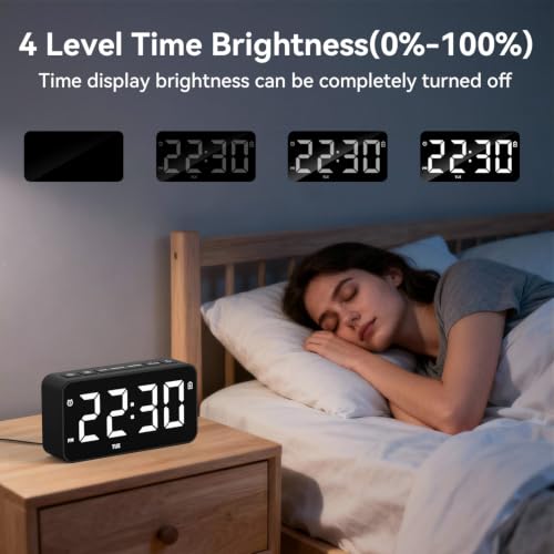Small Plug in Digital Alarm Clocks for Bedrooms Living Room Study Loud Bedside Desk Clock with Battery & Memory Function Dual Alarm 3 Modes Weekends Weekdays Every Day for Kids Heavy Sleepers Adults - Image 4