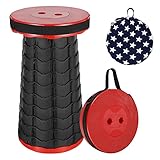 Portable Telescopic Stool, Collapsible & Retractable Folding Chair for Adults, Telescoping Fordable Furniture Max Load 600 lbs for Camping Fishing Hunting Hiking BBQ Outdoor and Indoor Activities(Red)