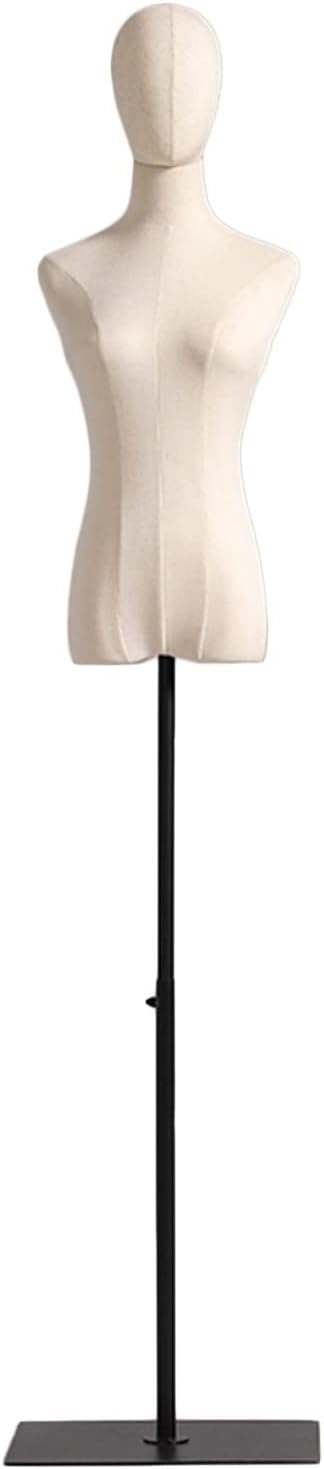 Female Mannequin Torso Body, Adjustable Height Manikin Clothing Store Display Stand with Solid Wood Arm, Tailors Dummy Dress Form for Shop Window