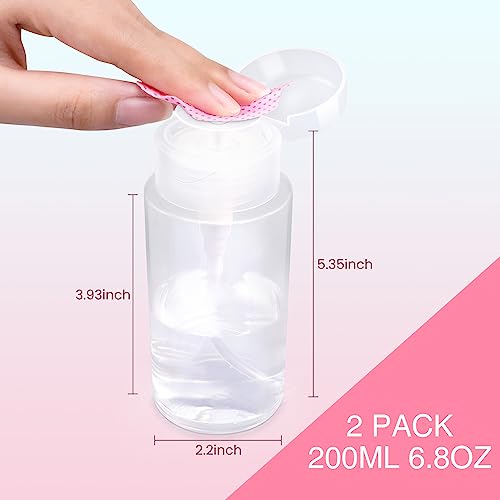 Nail Polish Remover Pump Bottle, 200ml Push Down Cleanser Bottle for Travel, No-Leakage Liquid Acetone Pump For Makeup Nail Polish Remove 2Pcs - Image 7