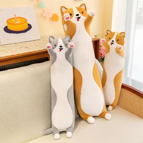 Image of The Orange Long Dog Plush Pillow - A Snuggly Birthday Surprise Perfect for Cuddling, Decorating, or Just Lounging Around.