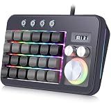 Koolertron One-Handed Mechanical Gaming Keyboard, 24 Keys 3 Knob Macro Programmable Keypad, RGB Backlit, Hot Swappable Blue Switch for Windows/Mac