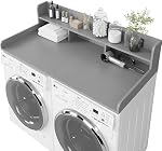 Washer Dryer Countertop with Shelf, 2-Tier Laundry Countertop Over Washer and Dryer, 54" x 27.55" Wooden Table for Folding Clothes for Laundry Room Organization and Storage (Gray)