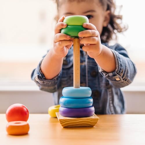 Melissa & Doug Rainbow Stacker Wooden Ring Educational Toy - Wooden Stacking Rings, Stacker Toys for Toddlers Ages 2+ - image 6