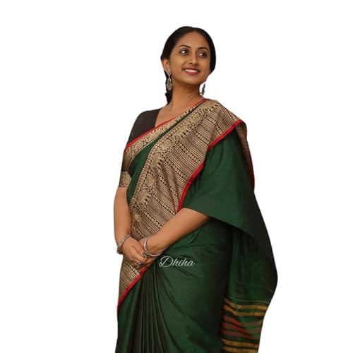 Image of Narayanpet Pure Cotton Saree for Women | Preethika Big Border Saree with Running Blouse | Tassels | Handloom Weave