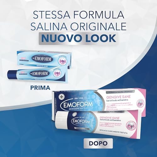 Emoform Zahnpasta für gesundes Zahnfleisch, 100 ml, mit Natrium- und Esetidin-Salzen – reduziert Zahnfleischbluten in über 90% der Fälle und lindert Irritationen – stärkt den Zahnschmelz
