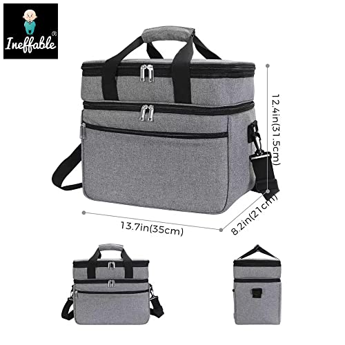 Image of Ineffable Thermal Insulated Cooler Bag, Adjustable Shoulder Strap, Extra Zipper Pockets, Leakproof, Picnic Outdoor Use, Reusable & Easy Wash (Grey)