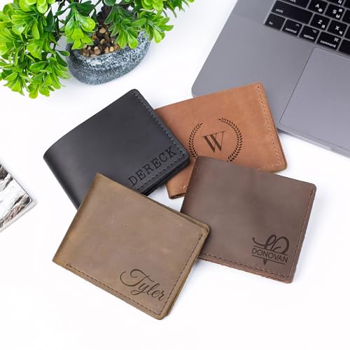Personalized Leather Wallet Groomsmen Gifts Ideas Leather Wallets for Him Custom Mens Wallet Gifts for Dad, Husband, Brother, Grandpa for Father's Day, Christmas, Birthday, Anniversary2