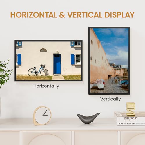 Image of 8.5x14 Aluminum Metal Picture Frame,Tempered Glass Black Photo Frame 8.5x14 for Family Photo,Posters,Art,Document to Wall Mount Horizontally or Vertically