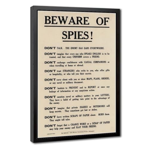 Impression sur toile Beware of Spies de 40x60 cm pour décoration murale rétro