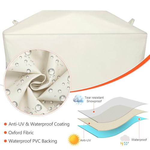 Image of 7112 Grill Cover for Weber Q2000 /Q300 /Q3000 /Q3200 Series Gas Grills | 600D Heavy Duty Waterproof BBQ Grill Cover for Weber Q2000,Q2200,Q2400,Q2000N+,Q300,Q320,Q3000,Q3200 Gas Grills,Beige
