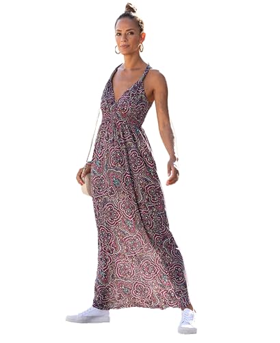 LASCANA Women's Sleeveless Maxi Dress – Smocked Waist, Decorative Straps, Unique Print, Lightweight Summer Beach Vacation Dre : Clothing, Shoes & Jewelry