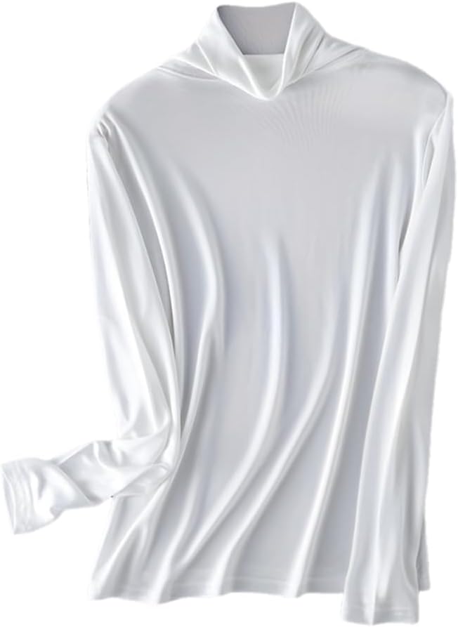 Womens Silk Tops Turtleneck Long Sleeve Shirt Pullover Tops Lightweight Base Layer Thermal Underwear